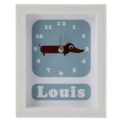 Stripey Cats Personalised Sol Sausage Dog Framed Clock, 23 x 18cm